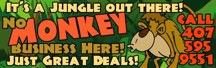 It’s a jungle out there! No monkey business here. Just great deals. Call Orlando Group Getaways at 407-595-9551.